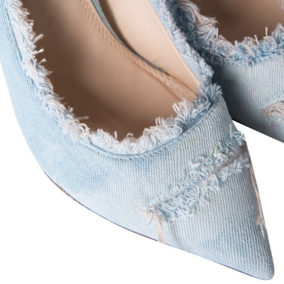 Women's Denim Heels Stiletto Pumps Shoes - Picture 4 of 4